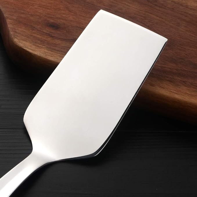 6 Pcs Silver Square End Turner, Stainless Steel Titanium Plated Solid Turner Spatula, Ergonomic Integral Forming Handle-Dishwasher Safe(10.2 inches/26cm)