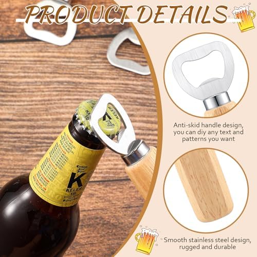 Lounsweer 72 Pcs Stainless Steel Wine Bottle Opener Bulk, Wooden Handheld