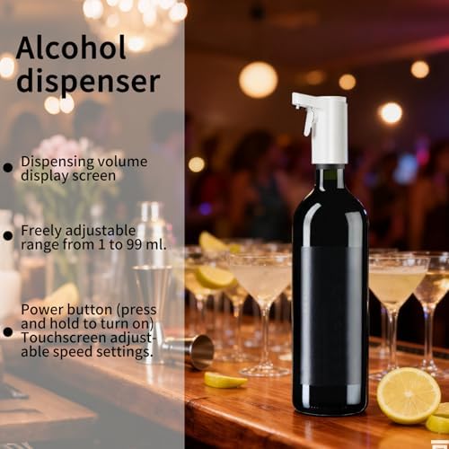 Electric Liquor Dispenser - Smart Touch Decanter, Digital Whiskey Pourer, Automatic Red Enhancer, Portable Bottle Dispenser | Rechargeable Fast Oxygen Infuser for Home Bar Party Tasting Events