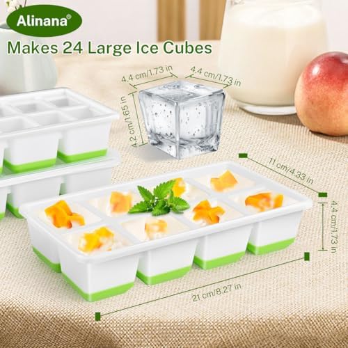 Ice Cube Tray with Lid, 3-Pack Large Silicone Ice Cube Tray