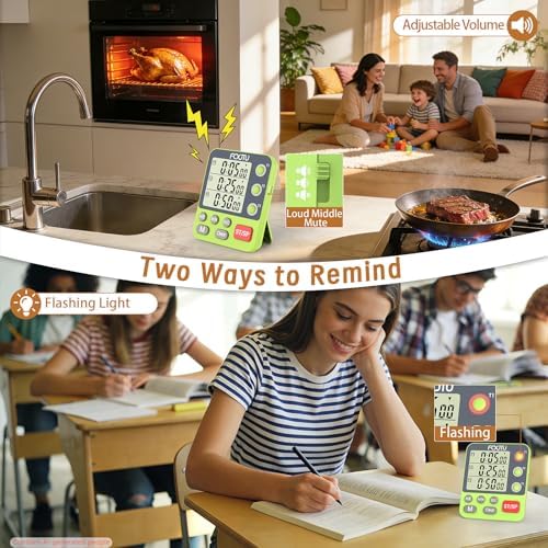 Digital Dual Kitchen Timer, 3-Channel Independent Countdown Timer