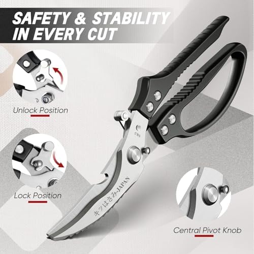 TIVOLI Multifunctional Poultry Shears Black with Non-Slip Handle