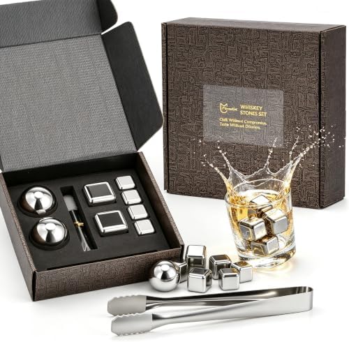 Whiskey Stones Set - Reusable Metal Ice Cubes for Drinks Ice Balls