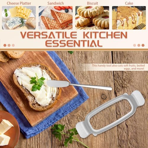 2 Pack Butter & Cheese Slicer Cutter, 17 Wires Butter Cutter with Stainless Steel Spreader Knife, Ergonomic Handle Portable Grip for Block Cheese, Soft Fruit, Egg