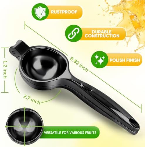 Lemon Squeezer Large, Lemon Squeezer Juicer Stainless Steel, Heavy Duty Manual Citrus Juicer Hand Press, Kitchen Tools Lime Squeezer Bar Tool, Easy to Clean Metal Lemon Hand Press
