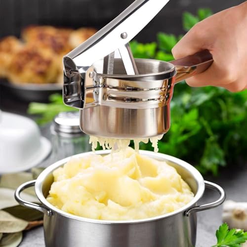 Stainless Steel Potato Ricer Masher,Multi Functional Potato Ricer Press,Manual Masher Kitchen Tool,Heavy Duty Spaetzle Maker for Pressing Gnocchi Spaghetti,Potatoes,Fruits,Vegetables (Bottom Hole)