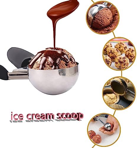 Ice Cream Scoop Large Sized (6cm) Stainless Steel Cookie Scoop for Ice Cream, with Easy Trigger Release Good Grips for Mashed Potato, Meatballs, Mellon Balls Fruit Salad and Cookie