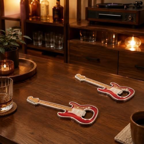 Guitar Shaped Bottle Opener, 2 Pack Metal Beer Opener Gift for Music Lovers