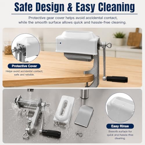 Manual Meat Tenderizer Cuber Tool, Heavy Duty Meat Tenderizer Machine, Desktop Clamp On Steak Flatten Cuber Rolling Tool with 4.5" Wide Feed for Steak Chicken Pork Beef, Silver