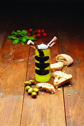 KitchenCraft World of Flavours Oil and Vinegar Dispenser Glass, 2 in 1 Oil and Vinegar Bottle, Cruet Bottle with Cork Stoppers, Cascade Design, 1 + 3 ml