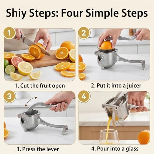 Heavy Duty Cast Iron Juicer Manual Hand Press, Stainless Steel Fruit Juice Squeezer for Lemon & Orange, Citrus Press Juicer (1PC)