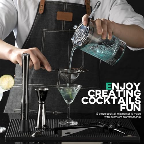 Homestia Cocktail Mixing Glass, 24 oz Crystal Mixing Glass Bartender Kit
