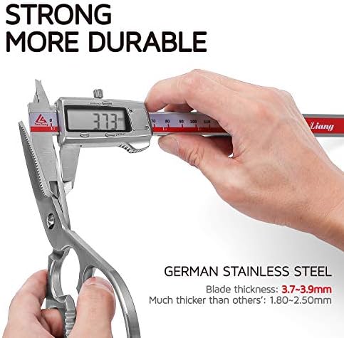 Multipurpose Kitchen Shears by WELLSTAR, Come Apart Heavy Duty German Stainless Steel Food Scissors for Cutting Meat Poultry Chicken Vegetable, Plus Handy Onion Slicing Holder, Gift Box Pack