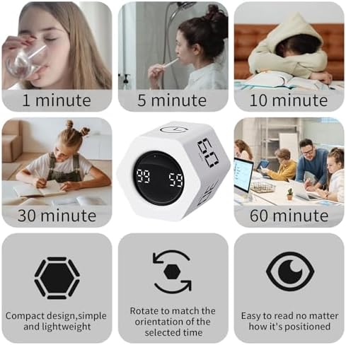 LUCKY TIME Flip Productivity Timer, 1, 5, 10, 30, 60 Min, Desk Cube Timer