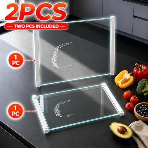 Tempered Glass Cutting Boards Set of 2, Plastic Free Kitchen Boards