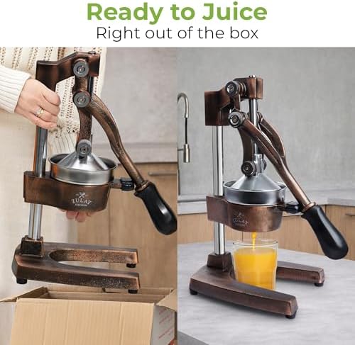 Zulay Kitchen Cast Iron Juicer - Heavy Duty Orange Juicer with Detachable Strainers for Easy Cleaning, Citrus Press for Citrus Fruits, Perfect for Bartenders, Juice Lovers & Health Enthusiasts