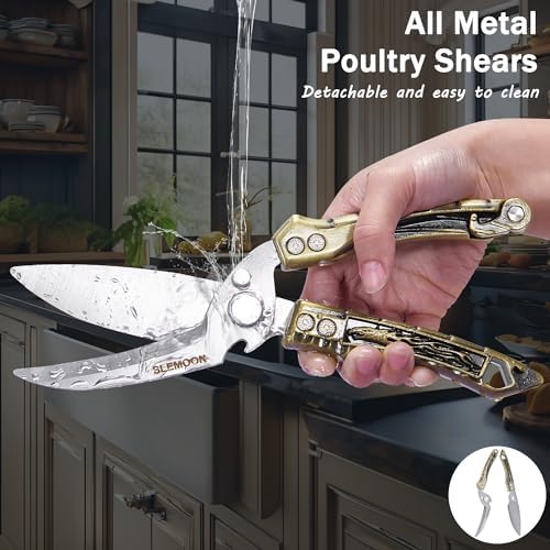 Kitchen Shears Heavy Duty Poultry Shears All Purpose Brass