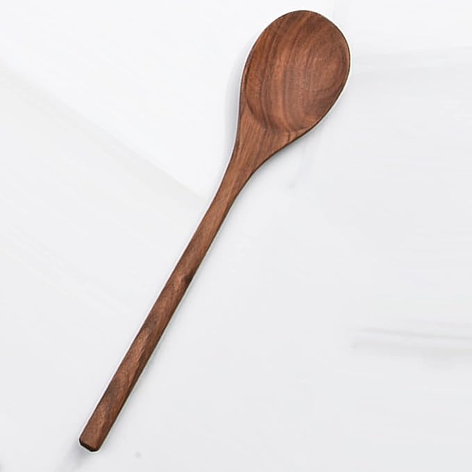 Wooden Spoon for Cooking,13" Walnut Wood Mixing Spoon for Soup Stirring, Nonstick Kitchen Serving Spoons Scooper Cooking Utensil with Long Comfortable Handle Smooth Finish Tableware