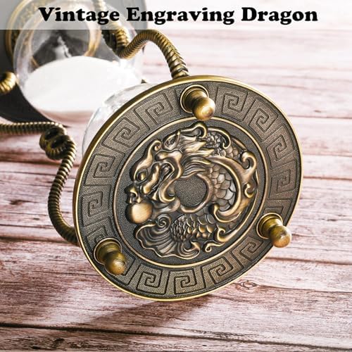 CNCJ Hourglass Timer Sand Clock 60 Minute: Brass Medieval Dragon White Sand Watch 60 Min, Large Reloj De Arena, Gothic Fantasy One Hour Sandglass for Gifts, Home, Desktop Decor