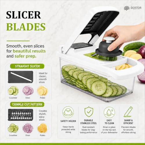 Premium Vegetable Chopper with Container High Grade Stainless Steel & ABS