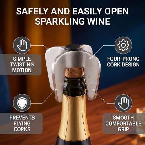 Stainless Steel Champagne Bottle Opener Cork Remover Ergonomic for Party Bar Home Use