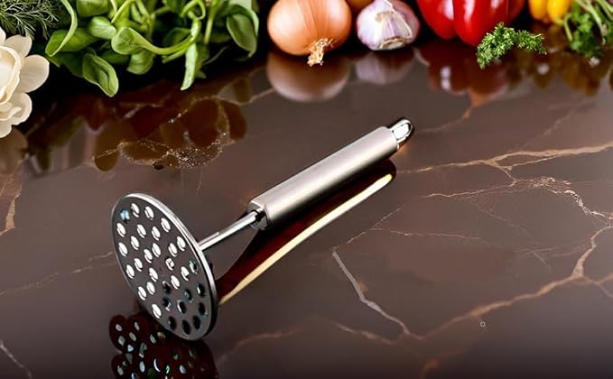 Heavy Duty Stainless Steel Potato & Vegetable Masher – Durable Kitchen Tool for Pav Bhaji, Baby Food, Fruits & More