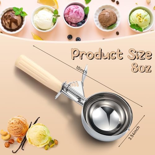 Reallnaive 2 Pcs Ice Cream Scooper with Trigger, 8 oz, Ivory