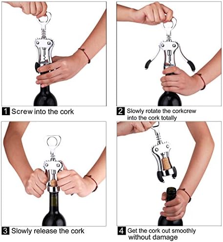 Foho Best Wing Corkscrew Wine Bottle Opener Luxury Waiter Corkscrew with Stopper Set for Wine Enthusiast Waiters - Sleeve Anchors