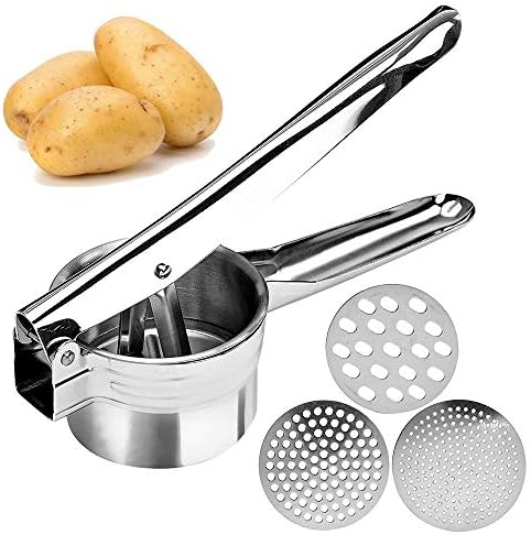 Potato Ricer, Potato Masher, Potato Masher and Ricer For Baby Food, Stainless Steel, with 3 Discs
