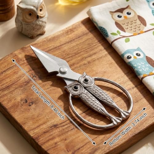 XSNBRD All Purpose Kitchen Shears, Nickel Stainless Owl Scissors Large
