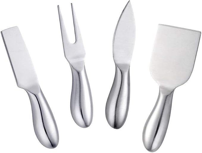 Cheese Knife Set，Stainless Steel Cheese Tool，Ergonomic Design&Easy To Use， for Birthday/Parties/Wedding/Bridal Shower/Housewarming and Anniversary (silver)