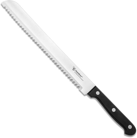 10 Inch Serrated Bread Knife, Premium Stainless Steel Blade with Wave Edge, Full Tang Handle, Razor Sharp Knife for Bread, Durable Professional Kitchen Knife