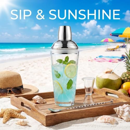 18.5oz Deep-Cut Crystal Cocktail Shaker Set
