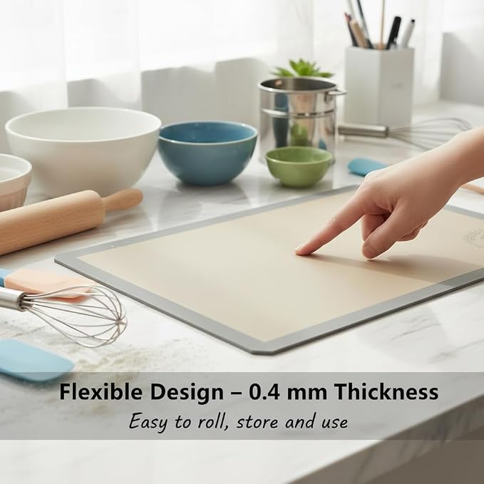 Silicone Baking Mats - Full Size Baking Sheet Liners, Pack of 2, Gray | Oven Safe, Non-Stick Silicone Baking Sheet Liner, Perfect For Baking Macarons Cookies, Pastry & Cakes, 16 x 24 in (40x60 cm)