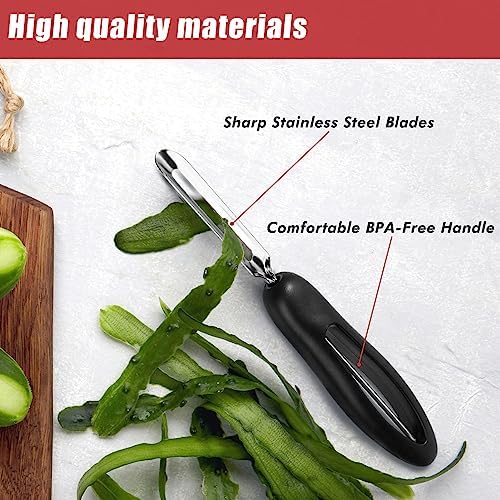 Professional #1071 Vegetable Peeler, Stainless Steel Fruit Potato Peeler, Swivel Vegetable Peeler with Easy Grip Ergonomic Handle & Ultra Sharp Stainless Steel Blades, 7 1/4 Inch Black