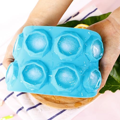 Webake 2 Pack Ice Cube Trays Diamond Shape 8 Cavity Reusable Silicone Ice Cube Mold, Crayons Wax Resin Chocolate Candy Molds