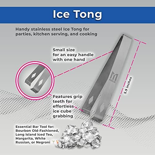 Bar Tool Set, Premium 6-Piece Bartender Tools – Effortlessly Mix Cocktails After a Long Day – Includes Jigger, Strainer, Muddler, Ice Tongs, Spoon, and Holder (Shaker Not Included)