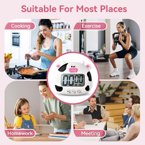 Cute Cartoon Animal Timer, Digital Kitchen Timer Magnetic Countdown Timer with on Off Switch and Large LCD Display for Cooking, Baking, Classroom Supplies
