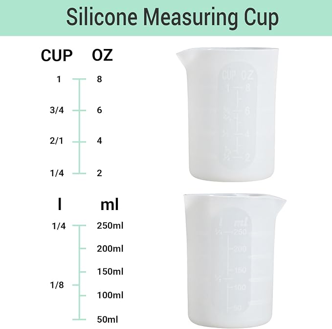 Gartful 250ml Silicone Measuring Cups, 4 PCS Large Nonstick Reusable Silicone Mixing Cups Durable Easy Clean for Epoxy Resin, Casting Molds, Stain Jewelry Making, Waxing, DIY, Art, Craft