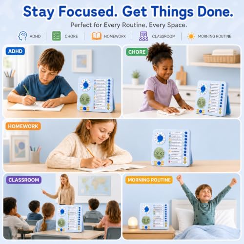 Herloreen Visual Timer for ADHD, Chore Chart & Task Planner for Kids,Adults