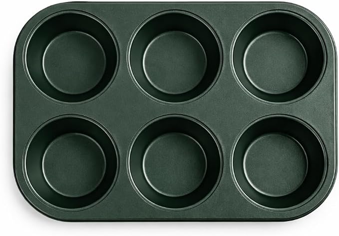 Wee's Beyond Non-Stick Muffin Pan 6 Cup – Easy Release Cupcake Pan 10.5 x 7.5 Inch Carbon Steel Muffin Tray for Baking – Durable Muffin Tins for Cupcakes, Muffins & Mini Cakes – Easy Clean Cupcake Tin
