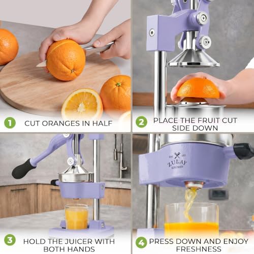 Zulay Kitchen Cast Iron Juicer - Heavy Duty Orange Juicer with Detachable Strainers for Easy Cleaning, Citrus Press for Citrus Fruits, Perfect for Bartenders, Juice Lovers & Health Enthusiasts