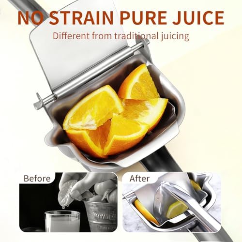 Heavy Duty 304 Stainless Steel Lemon Squeezer, Manual Citrus Juicer Hand Press Juice Extractor, Fruit Presser for Orange, Lime, Grapefruit & Pomegranate