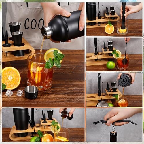 Cocktail Shaker Set - 12-Piece Complete Bartender Kit for Home Bar and Cocktail Making - Includes Cocktail Shaker, Bar Tools, and Barware Tool Sets