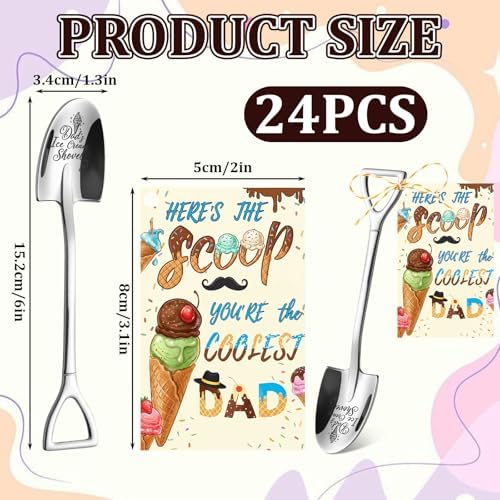 24 Sets Fathers Day Gifts Bulk Dad's Ice Cream Shovel Gifts