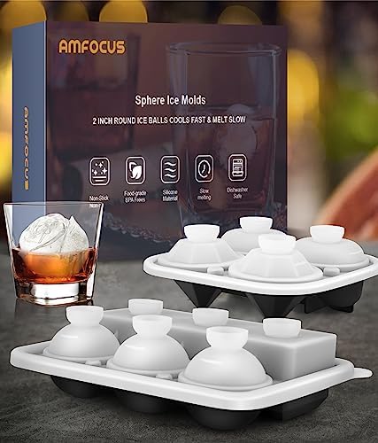 Ice Cube Tray with Lid, Silicone Ice Molds with Round, Square, Diamond, Rose, Large Ice Cube Mold for Whiskey, Bourbon, Cocktails, Easy Release BPA Free, Set of 2 (Pack of 2)