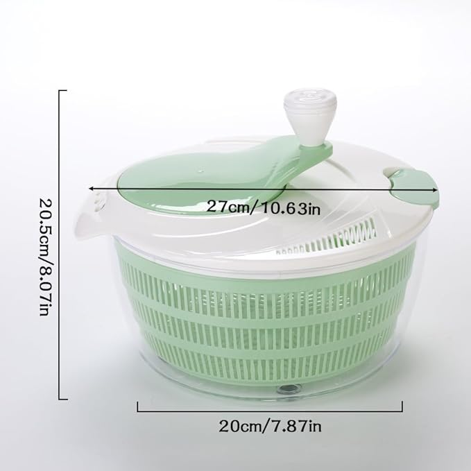 4.2L Green Salad Spinner & Lettuce Spinner for kitchen | BPA-FREE,Quick Drying,Dual Drainage Holes,Spinning Greens, Fruits, and Vegetables.