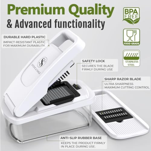 Multifunctional Vegetable Chopper & Mandoline Slicer with Spiralizer