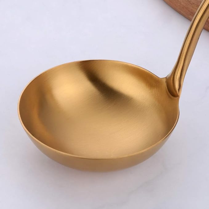 Soup Ladle,13.38inch Gold 18/8(304) Stainless steel Long Handle Cooking Utensil by BUY THINGS!