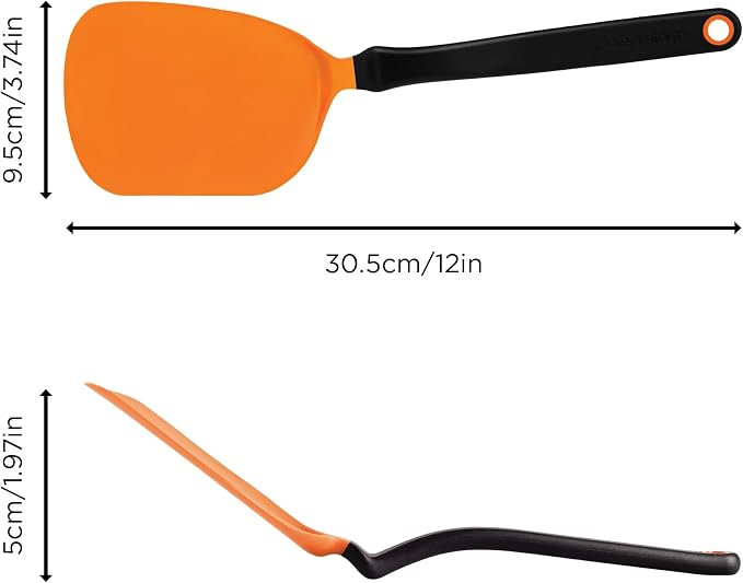 Dreamfarm Chopula –Super Flexible Chopping Sit Up Spatula – Safe for Non-Stick One Size Orange | Non-stick cookware safe, heat resistant, thin, flexible flipper, turner and food chopper with sit-up, no-mess handle, 12"
